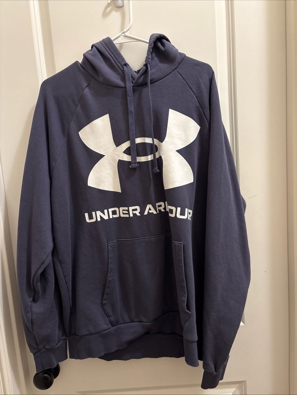 Under Armour Rival Fleece Hoodie Mens XL Navy Blue Logo Pullover Sweatshirt